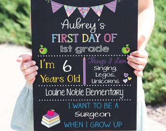 First Day of School Sign, Back to School Chalkboard, Preschool, Kindergarten School Sign, Reusable Chalkboard, Last Day Sign, Photo Prop