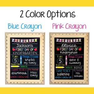 First Day of School Sign, First Day of Kindergarten Sign, 1st Day of Preschool, Back to School Chalkboard, Reusable School Sign, 1st Day image 3