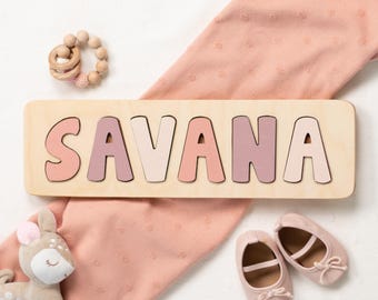 Casse-tête nominatif en bois personnalisé, cadeau personnalisé pour fille, cadeau Saint-Valentin, jouets pour tout-petits, cadeau pour un nouveau-né, décoration de chambre de bébé, cadeau de baby shower