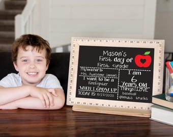 First Day of School Sign, 1st Day of School, First and Last Day, Back to School Chalkboard, 1st Day of Kindergarten, Preschool, Reusable