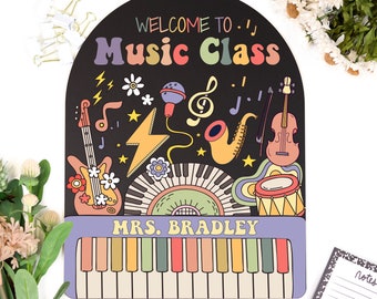 Cadeau de remerciement pour professeur, cadeau de fin d'année pour professeur, cours de musique, décoration de salle de classe rétro, remerciement personnalisé, cadeau pour professeur de musique