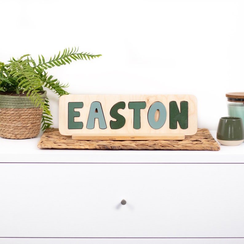 Wooden Name Puzzle, Easter Gifts, Personalized Gift for Toddler, First Birthday Gift for Boy, New Baby Gift, Gift for Kids, Montessori Toys image 1