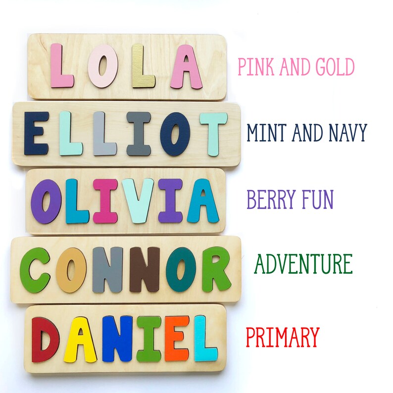 Name Puzzle With Shapes Personalized Gift Baby Name Puzzle Etsy