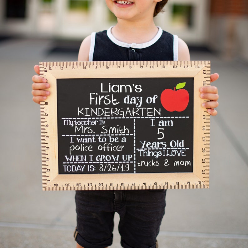 First Day of School Sign, 1st Day of School, First and Last Day, Back to School Chalkboard, 1st Day of Kindergarten, Preschool, Reusable Solid Red Apple