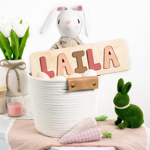 Custom Wooden Name Puzzles for Toddlers Easter Personalized Gift for a 1 Year Old Name Sign for Nursery Custom Wooden Name Puzzles for Toddlers Easter Personalized Gift for a 1 Year Old Name Sign for Nursery