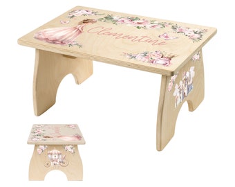 Princess Step Stool, Personalized Stool for Girls, Princess Birthday, Princess Castle Bedroom, Fairy Tale Inspired, Bathroom Kitchen Stool