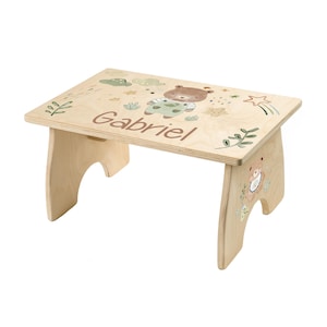 Teddy Stool for Kids, Toddler Step Stool, Wooden Personalized Childrens Stool, Montessori Furniture, Easter Gift for Kids, Bathroom