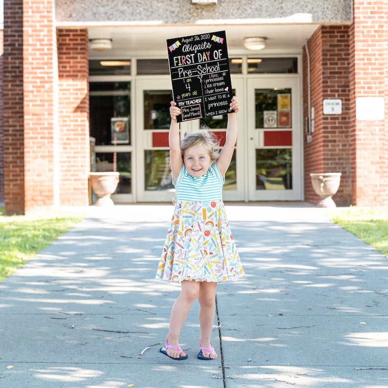First Day of School Sign, First Day of Kindergarten Sign, 1st Day of Preschool, Back to School Chalkboard, Reusable School Sign, Last Day image 4