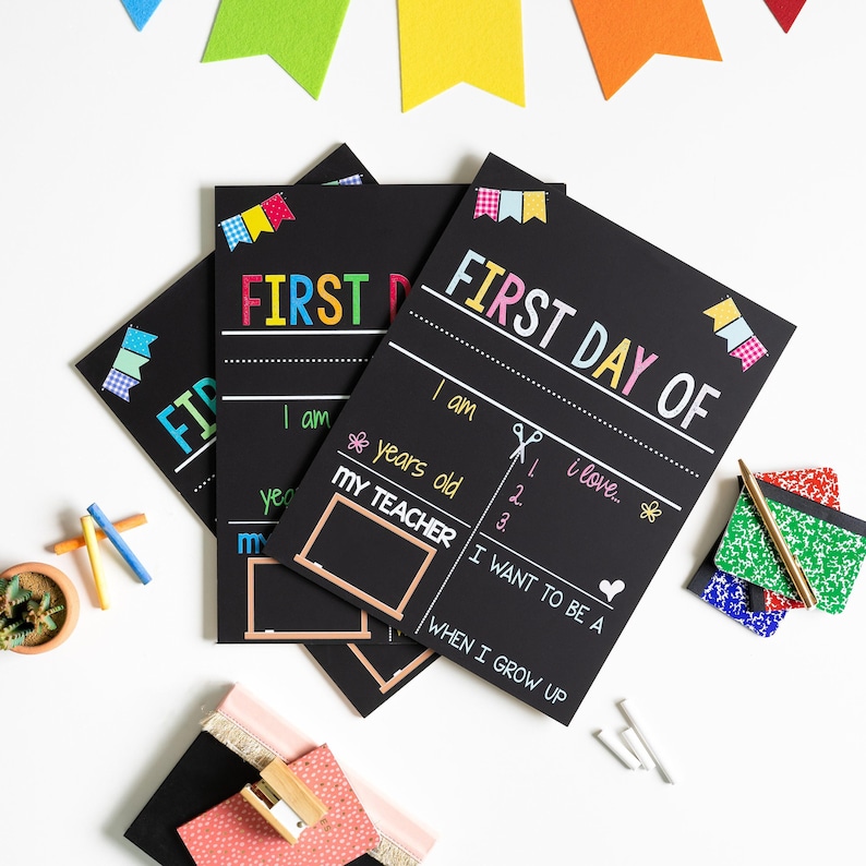 First Day of School Sign, First Day of Kindergarten Sign, 1st Day of Preschool, Back to School Chalkboard, Reusable School Sign, Last Day image 5