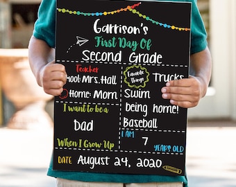 First Day of School Sign, First Day of Kindergarten Sign, 1st Day of Preschool, Back to School Chalkboard, Reusable, First and Last Day Sign