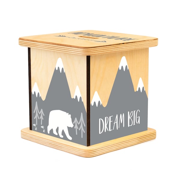 Tirelire personnalisée, cadeaux de Pâques, pour vos aventures, décoration de chambre d'enfants, cadeau de baby shower, cadeau pour enfants, rêve grand, fonds de vacances