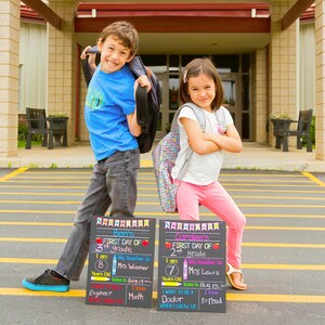 First Day of School Sign, 1st Day of School Sign for Girl or Boy, Kindergarten, Preschool, Back to School Chalkboard, Last Day School Sign image 5