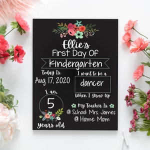 First Day of School Sign, First Day of School Sign, Floral Kindergarten Sign, Photo Prop