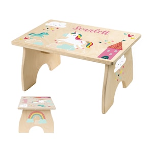 Unicorn Toddler Step Stool, Step Stool for Girls, Personalized Childrens Step Stool, Easter Gift for Girl, Bathroom Kitchen Stool