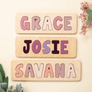 Wooden Name Puzzle, Valentine's Day Gift, Easter Gift, Personalized Gift for Girls, New Baby Gift, First Birthday, Custom Name Puzzle image 6