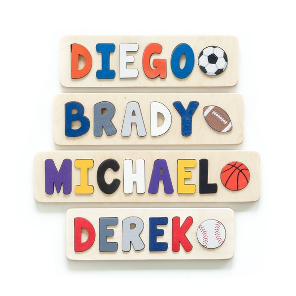 Sports Puzzle for Toddler, Personalized Easter Gifts for Kids, First Birthday Gift, Custom Name Puzzle, Football Theme Birthday