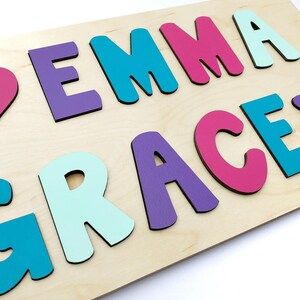 Wooden Name Puzzle, Baby Gift For Easter, First Birthday Gift, Educational Toy, Personalized Gift for Kids, Wood Toy, Woodland Nursey 画像 11