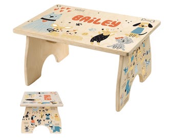 Dog Step Stool for Kids, Toddler Step Stool, Easter Gift for Kids, Personalized Stool, Kids Furniture, Bathroom Stool, Pet Kids Decor, Doggy