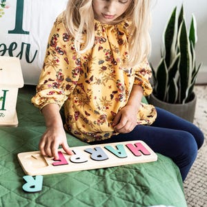 Casse-tête prénom en bois, Cadeau de la Saint-Valentin, Cadeaux de Pâques, Casse-tête personnalisé pour fille, Jouets éducatifs, Petite fille, Cadeau d'anniversaire image 10
