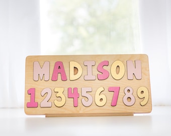Name Puzzle with Numbers, Easter Gifts, Learning Toy, Personalized Gift for Kids, Gift For Toddler, Wooden Toys, Custom Number Puzzle