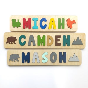 Name Puzzle, Easter Gifts for Kids, Name Puzzle with Shapes, Personalized Gift, Name Puzzle Baby, Wooden Toy, First Birthday Gift image 5