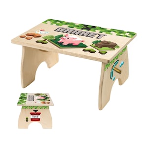 Gamer Step Stool for Kids, Toddler Step Stool, Wooden Personalized Childrens Stool, Montessori Furniture, Christmas Gift, Bathroom, Mining