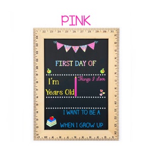 First Day of School Sign, First Day of Kindergarten, 1st Day of Preschool, Back to School Board, Reusable School Sign, Chalkboard Pink