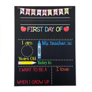 First Day of School Sign, 1st Day of School Sign for Girl or Boy, Kindergarten, Preschool, Back to School Chalkboard, Last Day School Sign image 7