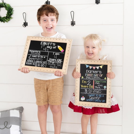 First Day and Last Day of School Board Sign, 1st Day of School Chalkboard  Sign for Preschool Kindergarten, Reusable 10 x 12 Inch D