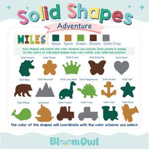 a poster with different shapes and colors of animals