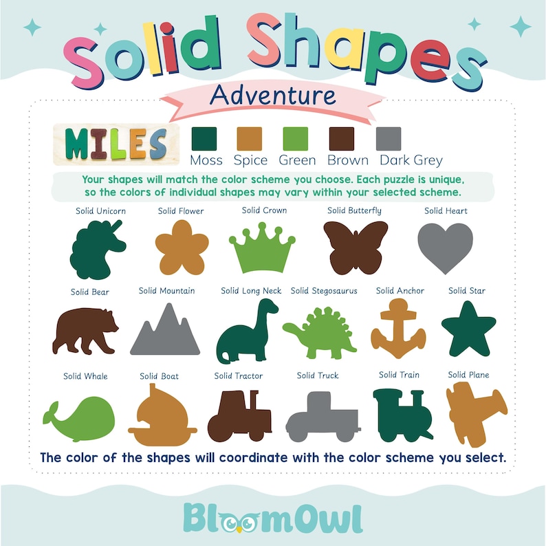 a poster with different shapes and colors of animals