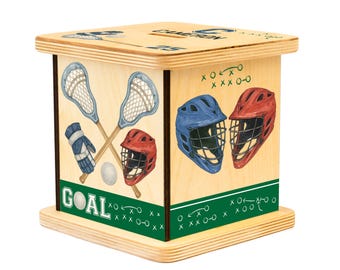 Lacrosse Piggy Bank for Kids, Personalized Gift, Sports Piggy Bank for Boys, Custom Coin Bank, Christmas Gift, First Birthday Gift, Athlete