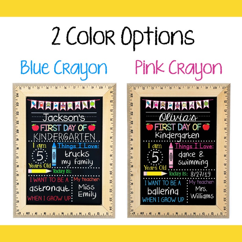 First Day of School Sign, First Day of Kindergarten Sign, 1st Day of Preschool, Back to School Chalkboard, Reusable, First and Last Day Sign image 3