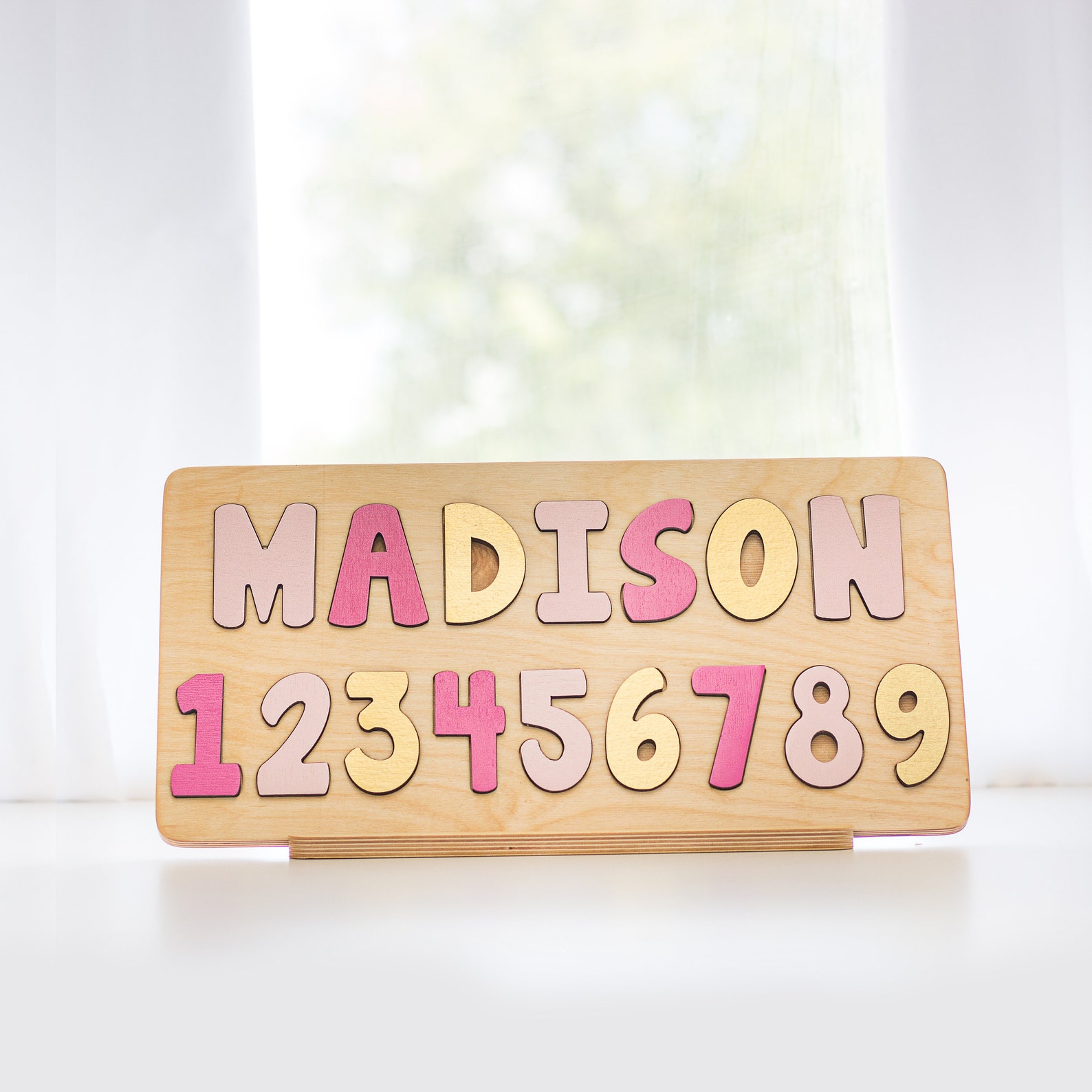 Wooden Name Puzzle for Toddler with Numbers Toddler Etsy