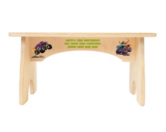 Monster Truck Step Stool for Kids, Toddler Step Stool, Wooden