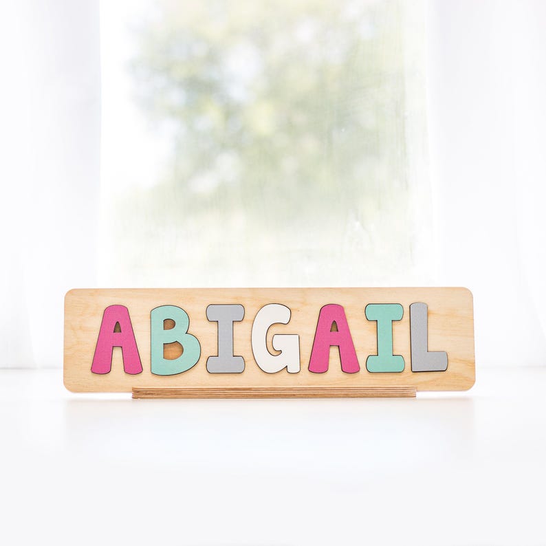 Casse-tête prénom en bois, Cadeau de la Saint-Valentin, Cadeaux de Pâques, Casse-tête personnalisé pour fille, Jouets éducatifs, Petite fille, Cadeau d'anniversaire image 2