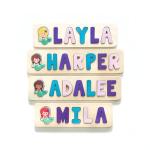 Mermaid Name Puzzle, Mermaid Birthday, Personalized Easter Gifts for Girl, Wood Toys, Custom Name Puzzle, New Baby Gift image 5