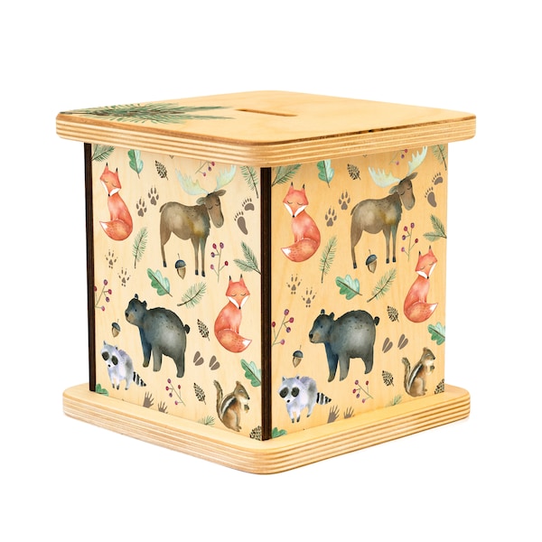 Tirelire personnalisée, Cadeaux de Noël, Animaux de la forêt, Cadeau de premier anniversaire, Jouets en bois, Cadeau pour garçon, Jouet pour tout-petit, Tirelire, Tirelire