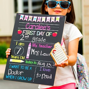 First Day of School Sign, First Day of Kindergarten Sign, 1st Day of Preschool, Back to School Sign, Reusable Chalkboard, Last Day Sign