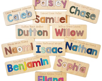 Wooden Name Puzzle, Upper and Lowercase, Easter Gifts for Kids, Name Puzzles for Toddlers and Baby, Montessori, Baby Shower, Newborn Gift
