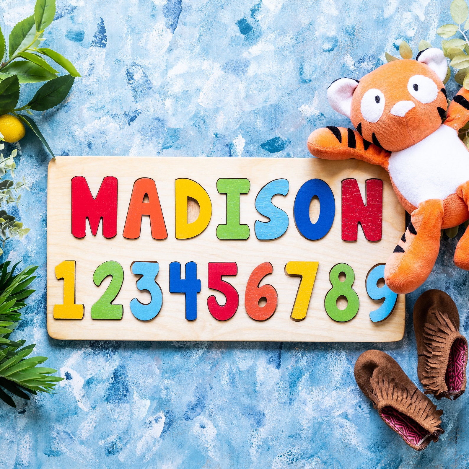 Wooden Name Puzzle for Toddler With Numbers Learning Toy | Etsy