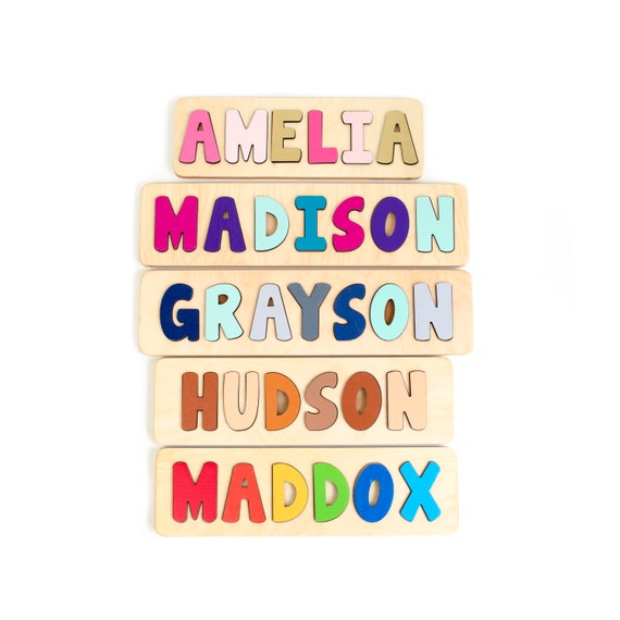 kids wooden name puzzle