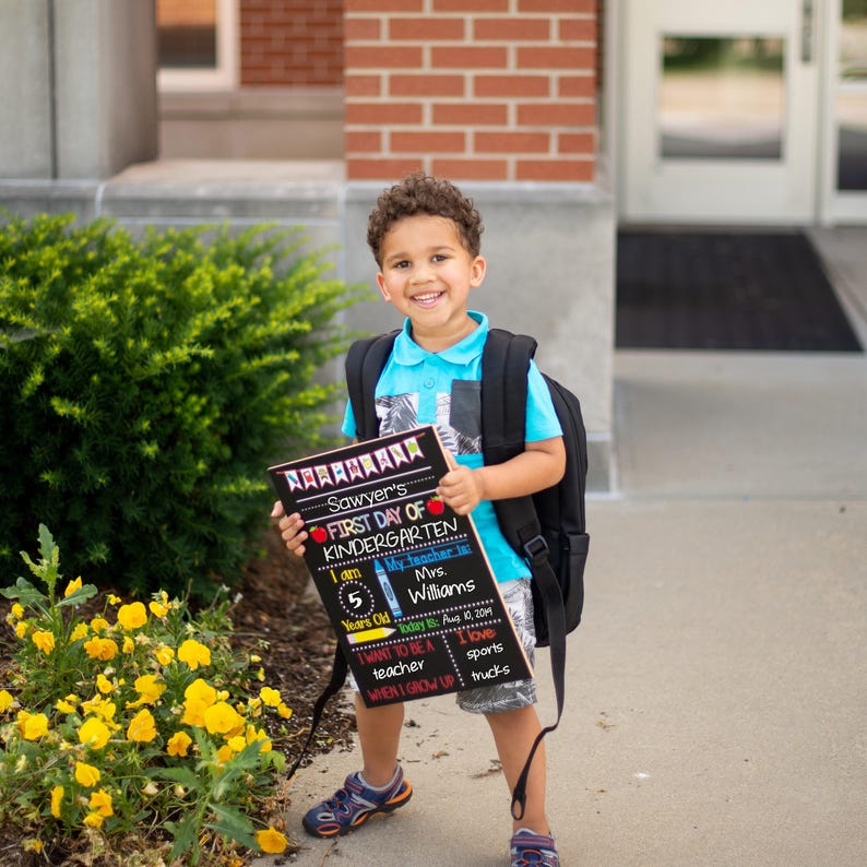 First Day of School Sign, 1st Day of School Sign for Girl or Boy, Kindergarten, Preschool, Back to School Chalkboard, Last Day School Sign image 6