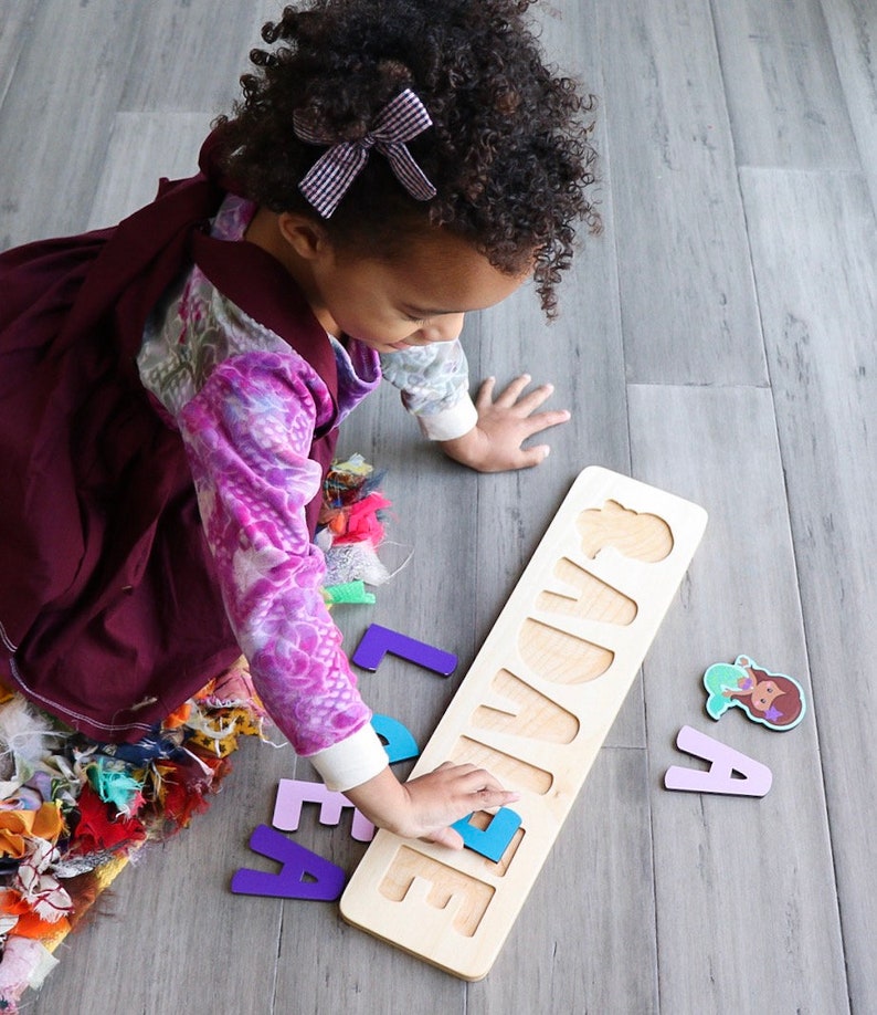 Mermaid Name Puzzle, Mermaid Birthday, Personalized Easter Gifts for Girl, Wood Toys, Custom Name Puzzle, New Baby Gift image 2