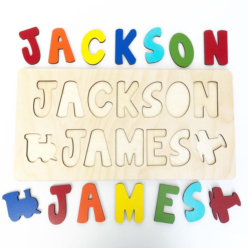 Wooden Name Puzzle, Baby Gift For Easter, First Birthday Gift, Educational Toy, Personalized Gift for Kids, Wood Toy, Woodland Nursey 画像 12