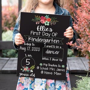 Personalized First Day of School Chalkboard Sign, Reusable Photo Prop