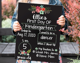 Personalized First Day of School Chalkboard Sign, Reusable Photo Prop