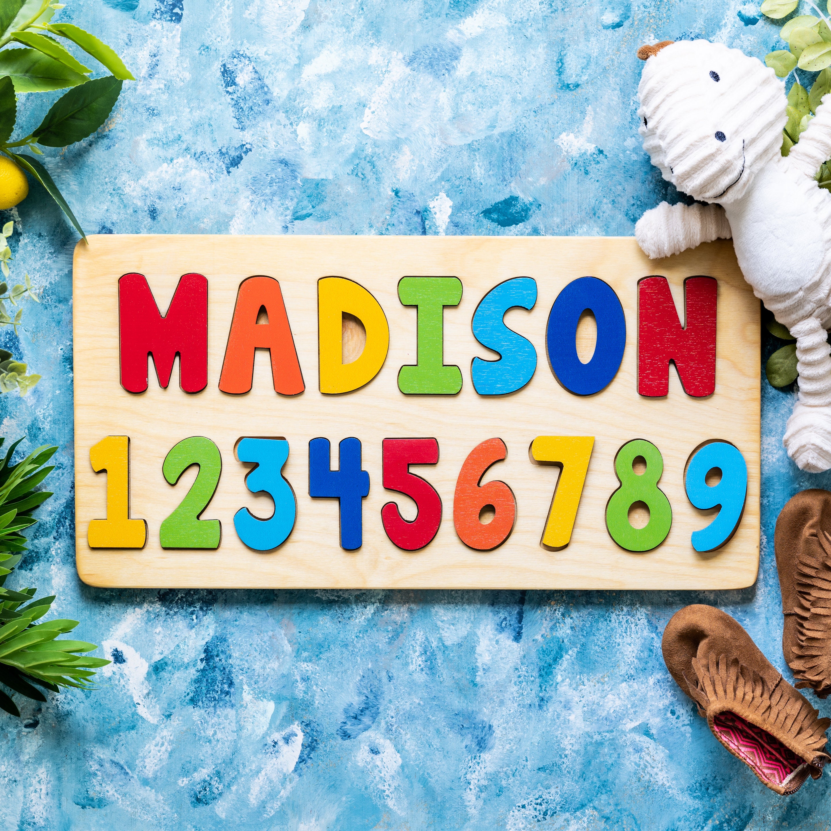 Wooden Name Puzzle for Toddler with Numbers Toddler Etsy