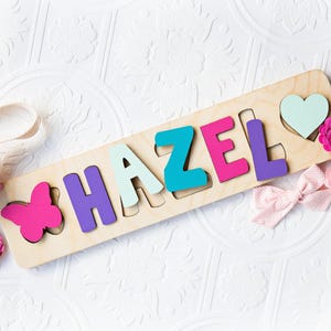 Rompecabezas de nombres, regalos de Pascua para niños, rompecabezas de nombres con formas, regalo personalizado, rompecabezas de nombres para bebé, juguete de madera, regalo de primer cumpleaños imagen 1