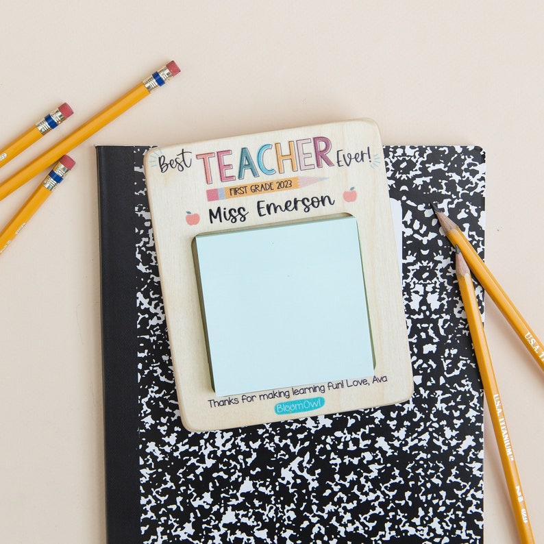Teacher Appreciation Gifts, Sticky Note Holder, Post it Holder, Personalized Teacher Gifts, End of Year Gift for Teacher image 1